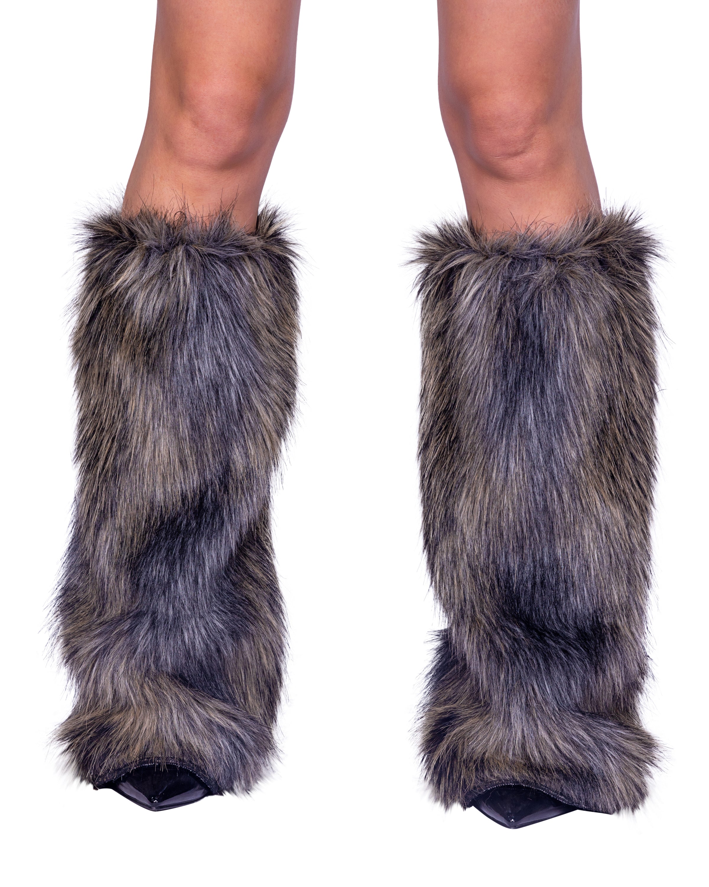 Faux fur wolf leg warmers