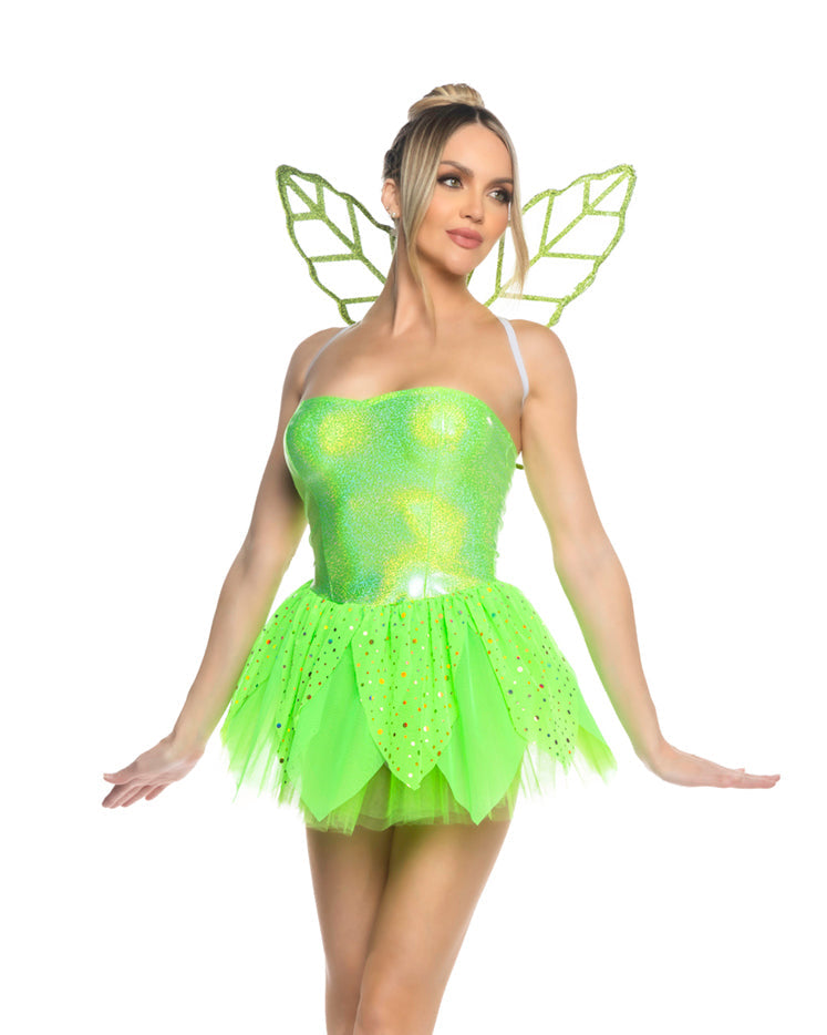 Women's pixie costume with glitter wings