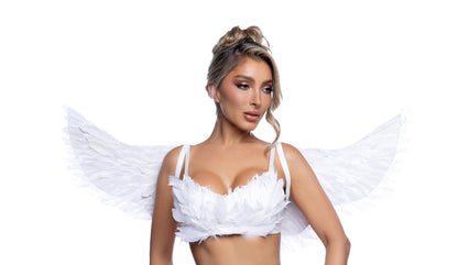 White costume wings Halloween rave festival angel fairy accessory exclusively at RaveFix - front view