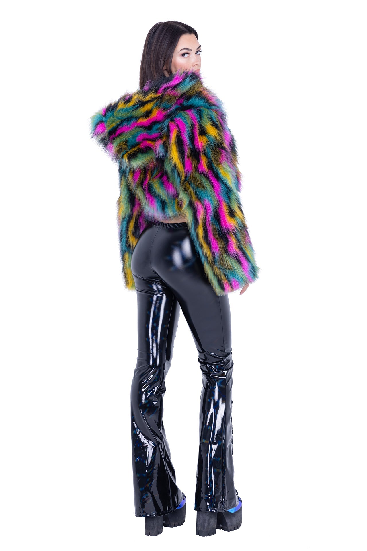 Electric Fur Frenzy Hooded Rave Jacket