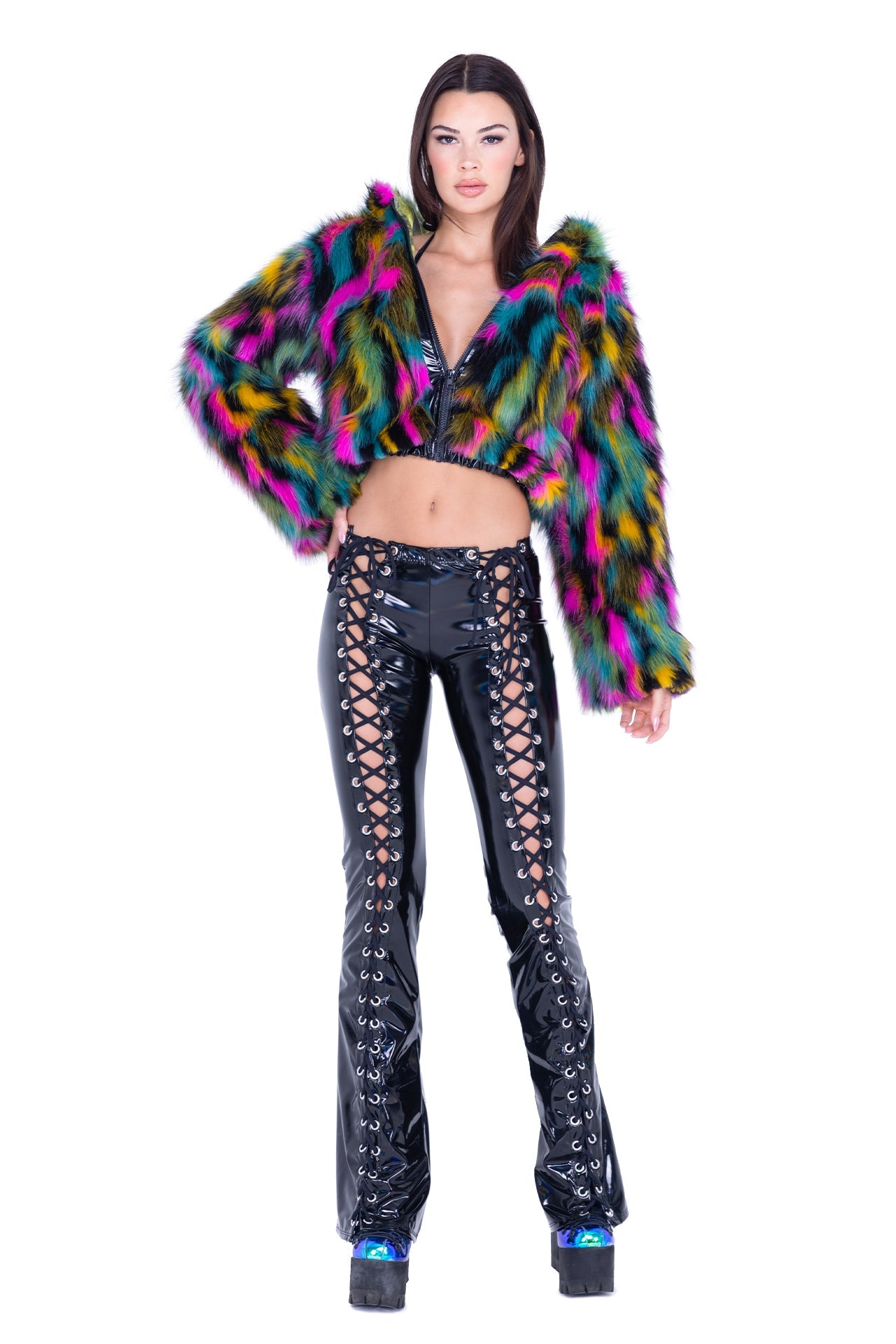 Electric Fur Frenzy Hooded Rave Jacket