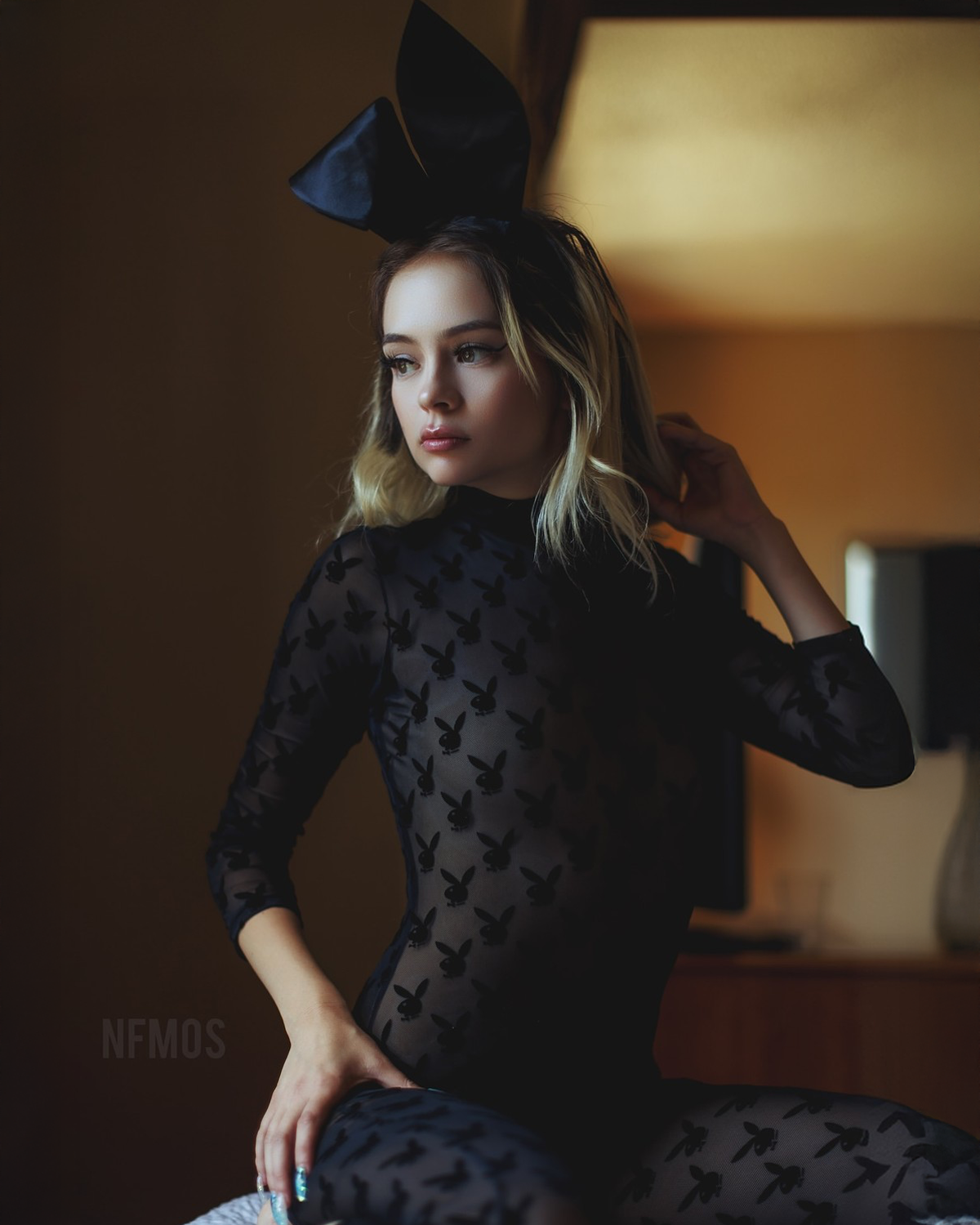 2pc Sheer Playboy Bunny Bodysuit