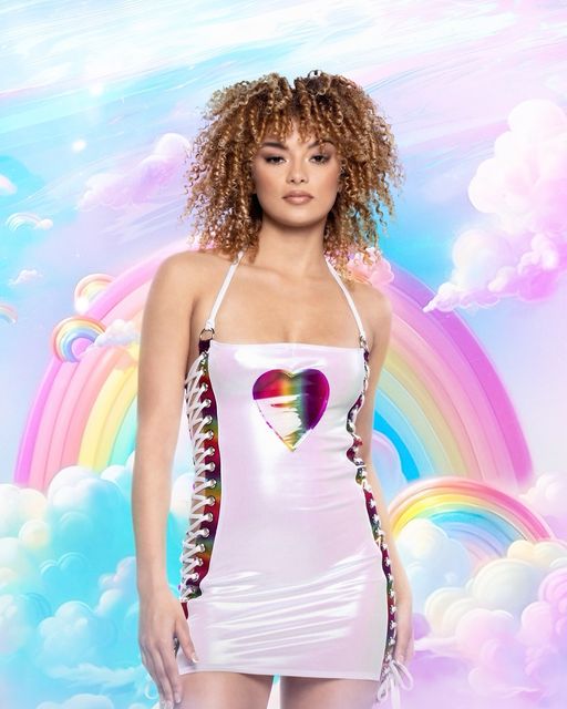 Unicorn Dreams Rainbow Lace-Up Mini Dress