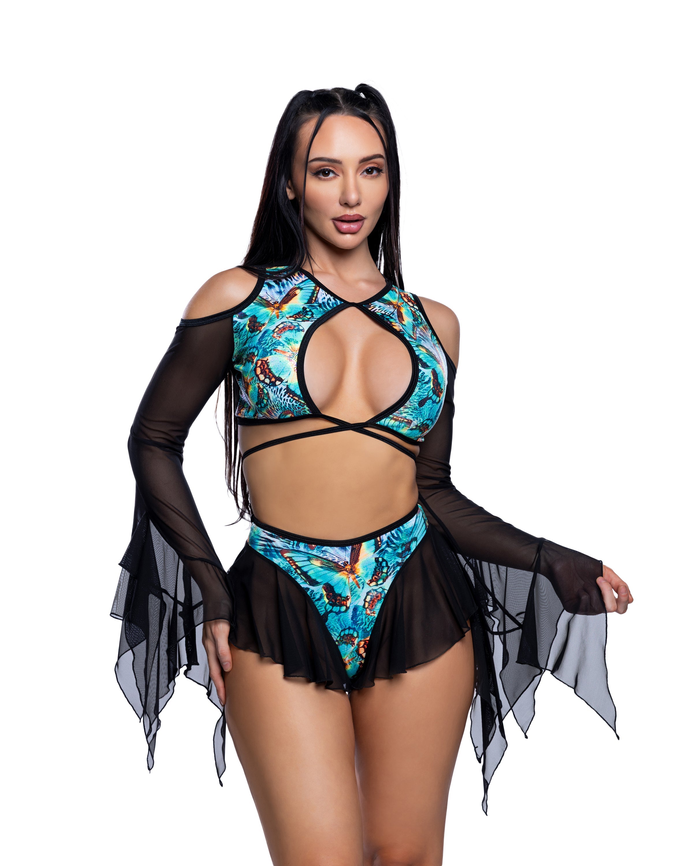Butterfly flutter shorts rave outfit, view 1