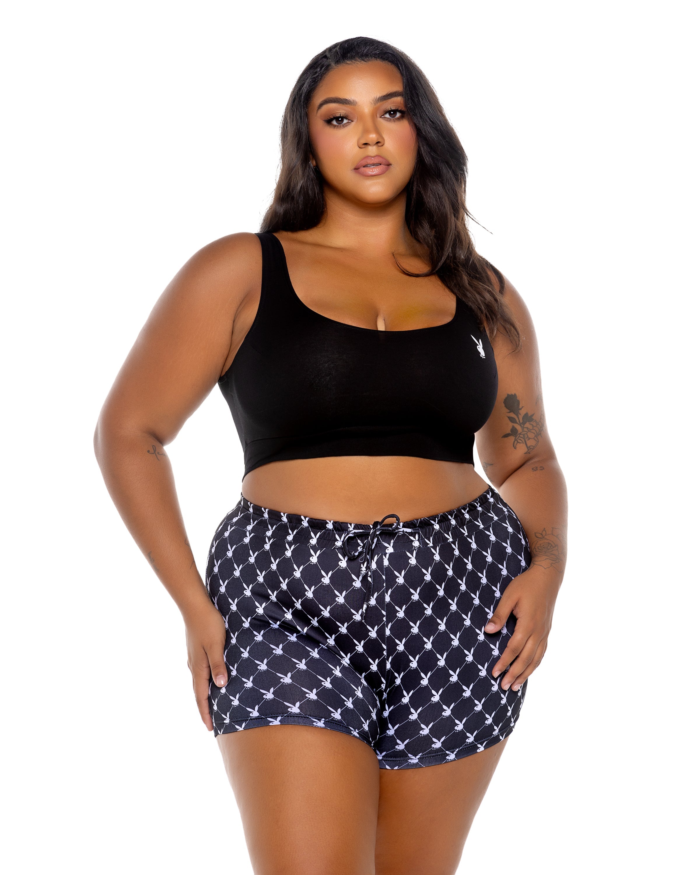 Plus size playboy slumber lounge 2 piece set lingerie, view 4