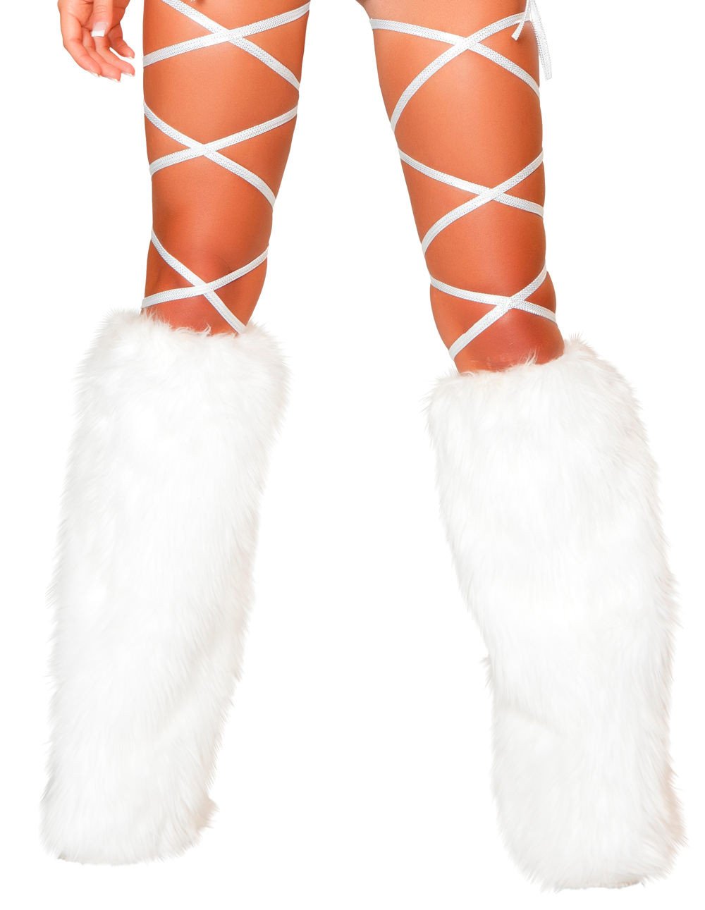 White 100 inch solid thigh wraps rave outfit, view 1