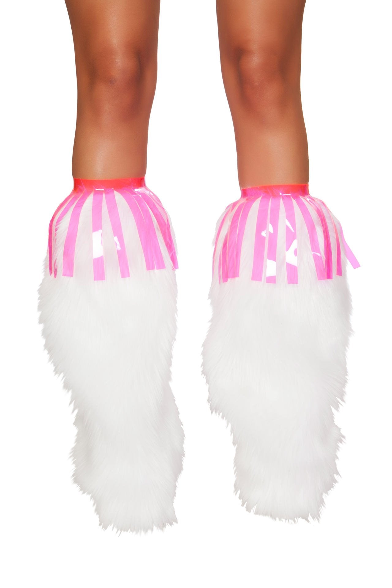 Vinyl fringe leg wraps rave outfit, view 1