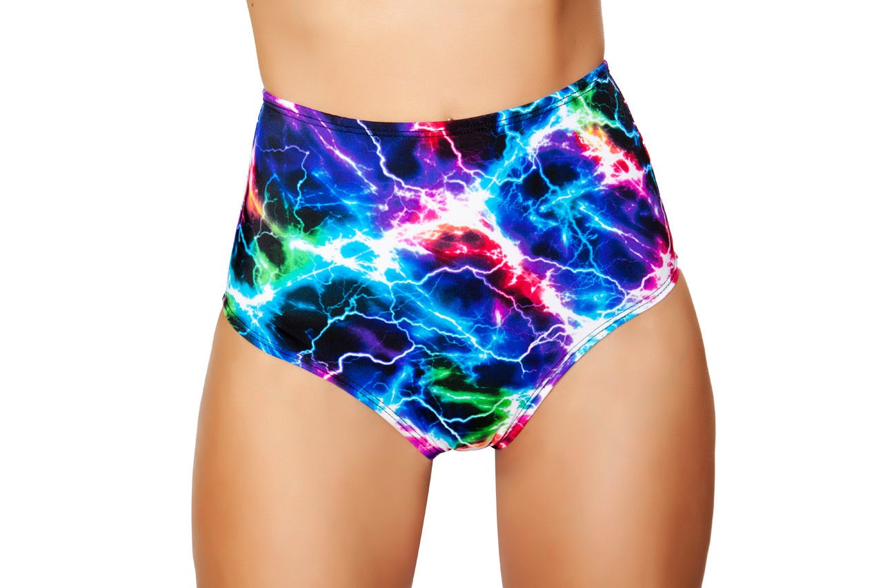 Printed High-Waisted Puckered Shorts - Electric