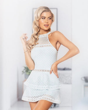 Lace Panel Tiered Bodycon Dress