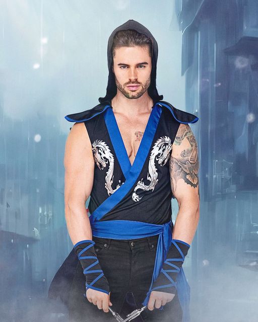 Men's ninja costume, hooded tunic