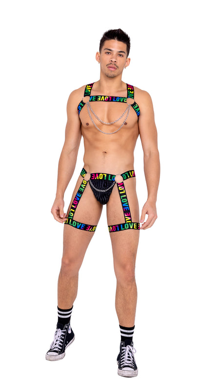 Men’s Pride Harness with Chain & Ring Detail