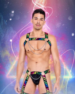 Men’s Pride Harness with Chain & Ring Detail