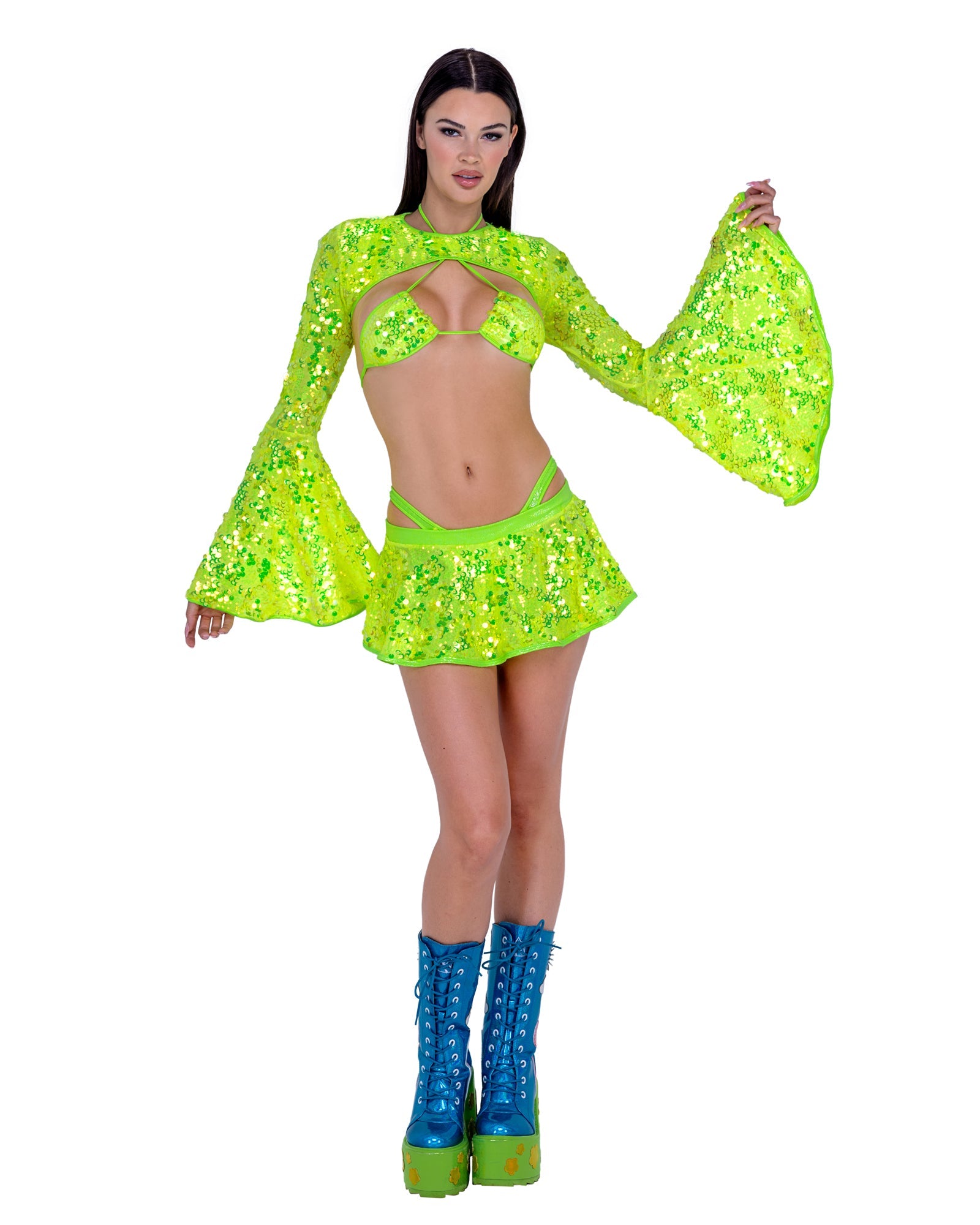 SparkleTwirl Sequin Flare Skirt