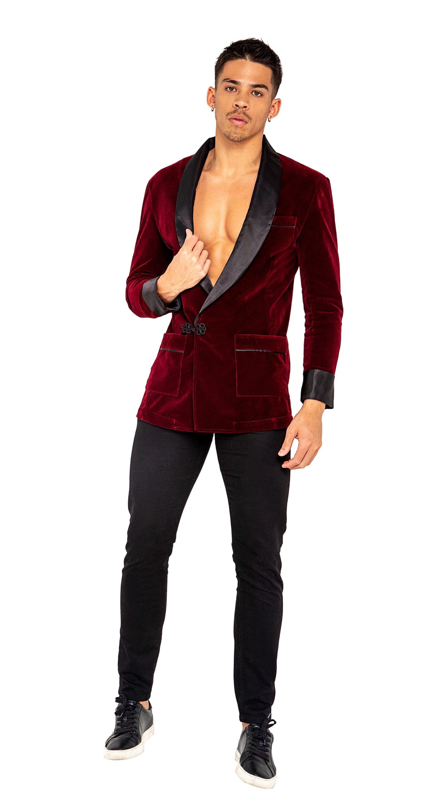 Men's Playboy velvet smoking jacket, view 3